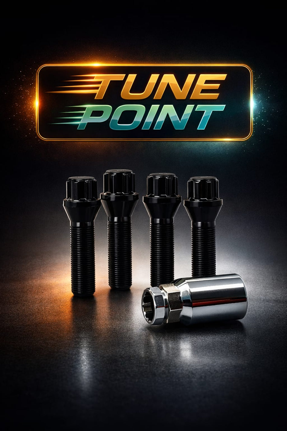 BMW Wheel Lock Bolts M14x1.25 43mm Black – Premium Anti-Theft Set | TunePoint