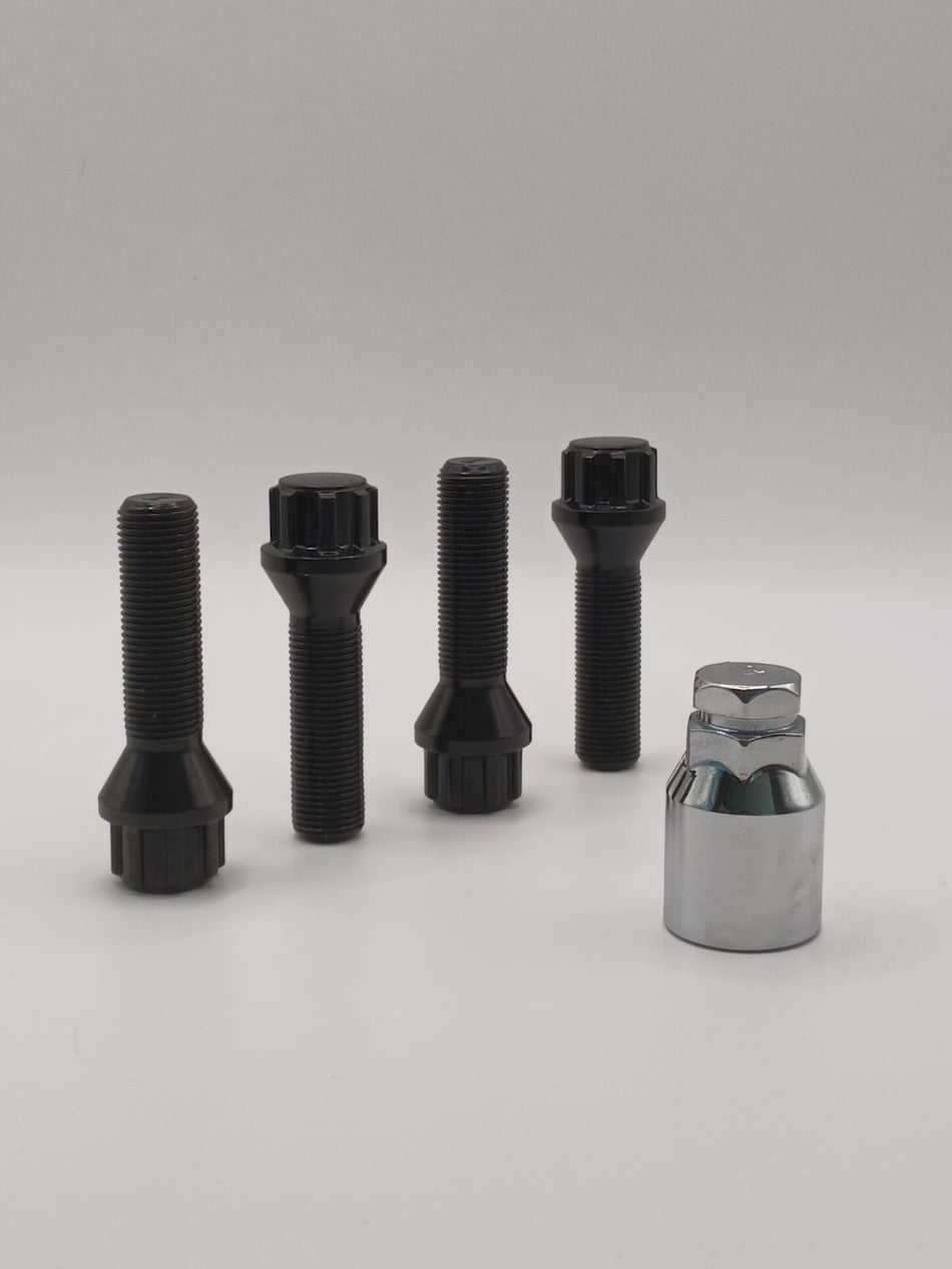 BMW Wheel Lock Bolts M14x1.25 43mm Black – Premium Anti-Theft Set | TunePoint